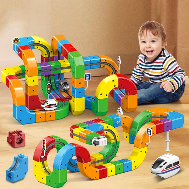 Magnetic Train Track Set | Rechargeable Electric Train with Flexible Design | Creative Play for Kids 1