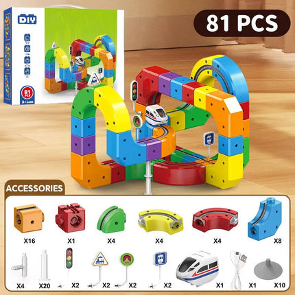 Magnetic Train Track Set | Rechargeable Electric Train with Flexible Design | Creative Play for Kids 6