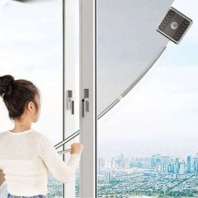 Magnetic Window Cleaner | Dual-Sided Tool with Extendable Handle | Effortless Indoor Cleaning for Streak-Free Windows 0
