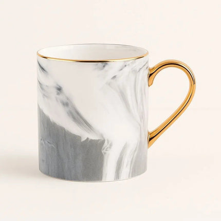 Ceramic Coffee Mug with Marble Design and Gold Handle, Coffee Cup for Tea and Cocoa, Hot Chocolate Mug, Latte Mug