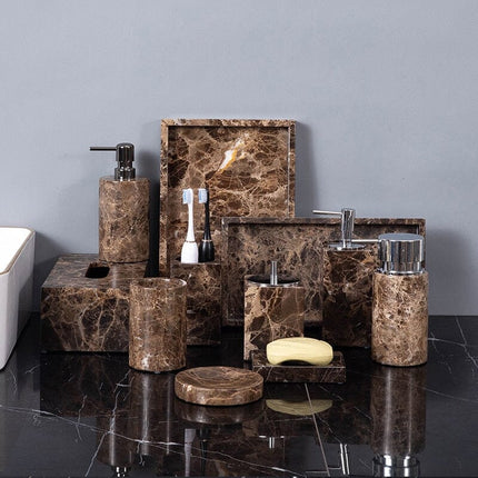 Marble Elegance | Marble-Effect Bath Essentials Set with Polished Finish | Stylish Storage for a Luxurious Bathroom 1