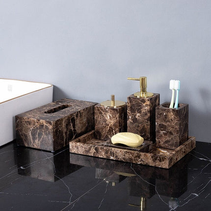 Marble Elegance | Marble-Effect Bath Essentials Set with Polished Finish | Stylish Storage for a Luxurious Bathroom 2