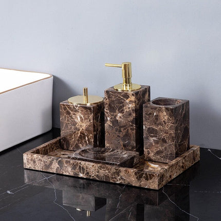 Marble Elegance | Marble-Effect Bath Essentials Set with Polished Finish | Stylish Storage for a Luxurious Bathroom 3