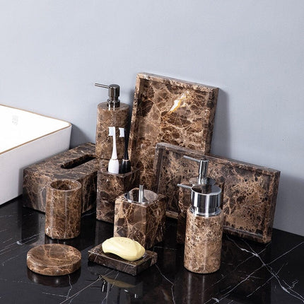 Marble Elegance | Marble-Effect Bath Essentials Set with Polished Finish | Stylish Storage for a Luxurious Bathroom 4