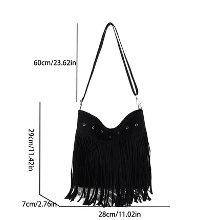 Maria | Faux Suede Fringe Shoulder Bag with Unique Eyelet Accents | Stylish Slouchy Hobo for Everyday Charm 7