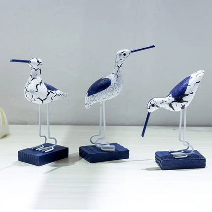 Wooden Bird Sculptures Set of 3, Wood Carving for Home Decor and Mantel Decor