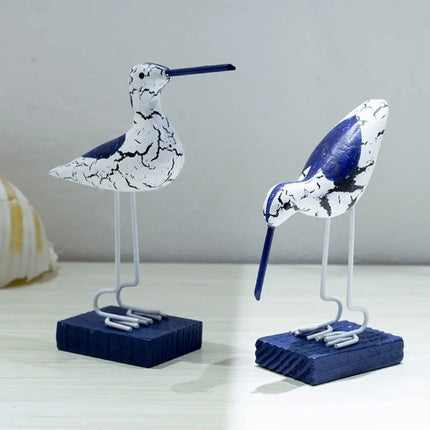 Wooden Bird Sculptures Set of 3, Carved Wooden Birds for Coastal Decor – image 4