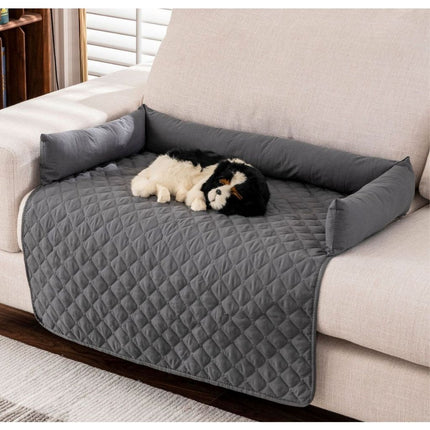 Waterproof Dog Mat for Sofa, Dog Couch Cover with Padded Bolsters