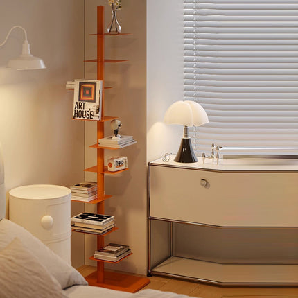 Mid-Century Bookshelf | 9-Tier Carbon Steel Display Rack for Stylish Storage 8
