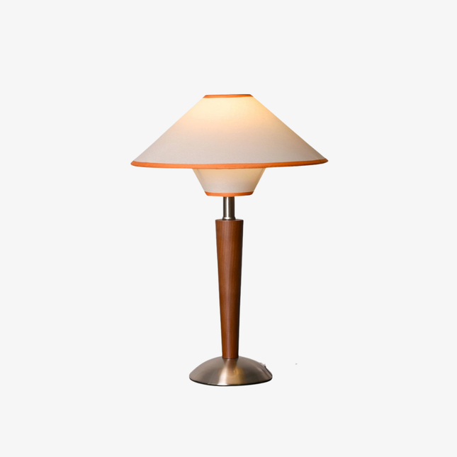 Mid Century Modern Table Lamp with Flared Shade & Tapered Wood Base | Stylish Lighting for Cozy Ambiance 1