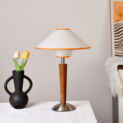 Mid Century Modern Table Lamp with Flared Shade & Tapered Wood Base | Stylish Lighting for Cozy Ambiance 10