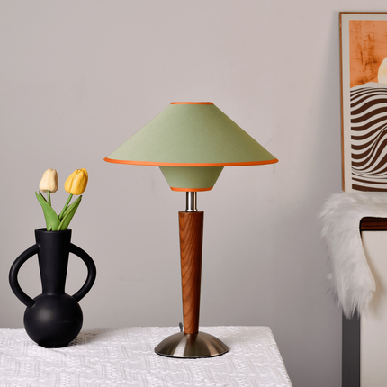Mid Century Modern Table Lamp with Flared Shade & Tapered Wood Base | Stylish Lighting for Cozy Ambiance 9