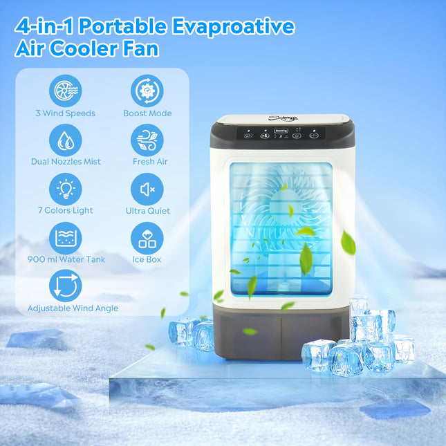 Mini Air Conditioner | 4-in-1 Portable AC with Fast Cooling & Adjustable Airflow | Ideal for Home, Office, and Travel 0