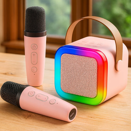 Mini Karaoke Machine | Bluetooth Speaker with Wireless Microphones | Fun Portable Entertainment for Kids 4