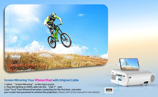 Mini Projector | Portable Full HD Projector with Screen Mirroring | Compact Design for Outdoor Movies 1