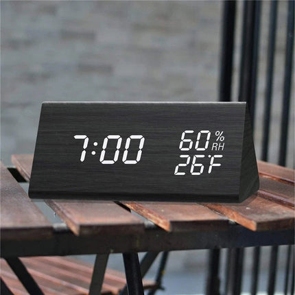 Minimalist Digital Wall Clock with Adjustable Brightness | Sleek Wooden Design for Modern Spaces 1