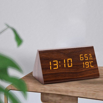 Minimalist Digital Wall Clock with Adjustable Brightness | Sleek Wooden Design for Modern Spaces 2