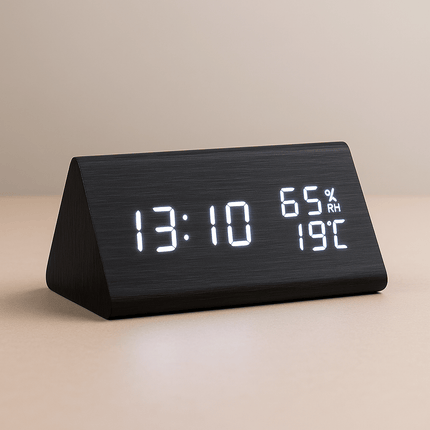 Minimalist Digital Wall Clock with Adjustable Brightness | Sleek Wooden Design for Modern Spaces 3