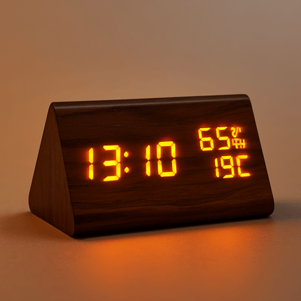 Minimalist Digital Wall Clock with Adjustable Brightness | Sleek Wooden Design for Modern Spaces 4