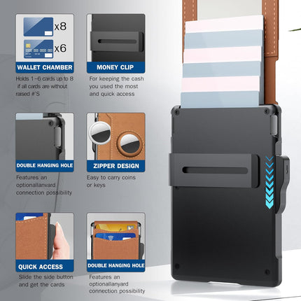 Minimalist Wallet | Slim Aluminum Money Clip with RFID Protection | Stylish Card Holder for Everyday Convenience 8