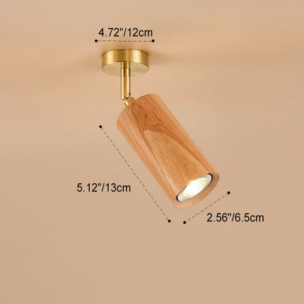 Minimalist Walnut Wood Spotlight | LED Semi-Recessed Ceiling Light for Modern Illumination 1