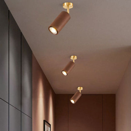 Minimalist Walnut Wood Spotlight | LED Semi-Recessed Ceiling Light for Modern Illumination 11