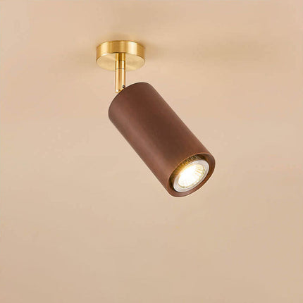 Minimalist Walnut Wood Spotlight | LED Semi-Recessed Ceiling Light for Modern Illumination 12
