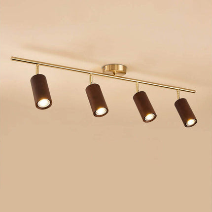 Minimalist Walnut Wood Spotlight | LED Semi-Recessed Ceiling Light for Modern Illumination 6