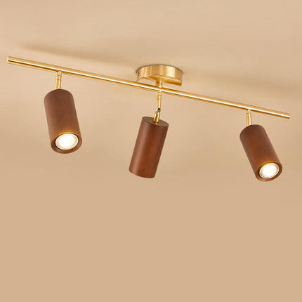 Minimalist Walnut Wood Spotlight | LED Semi-Recessed Ceiling Light for Modern Illumination 7