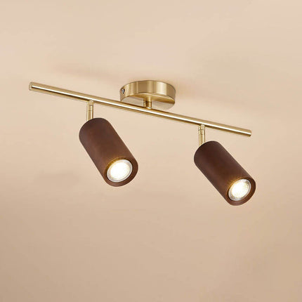 Minimalist Walnut Wood Spotlight | LED Semi-Recessed Ceiling Light for Modern Illumination 9