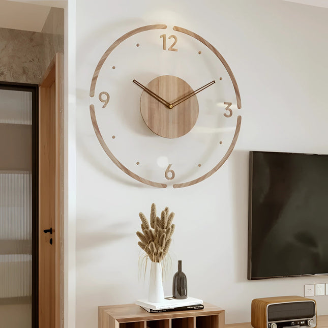 Minimalist | Large Wall Clock with Silent Quartz Mechanism | Modern Wooden Decor for Elegant Interiors 0