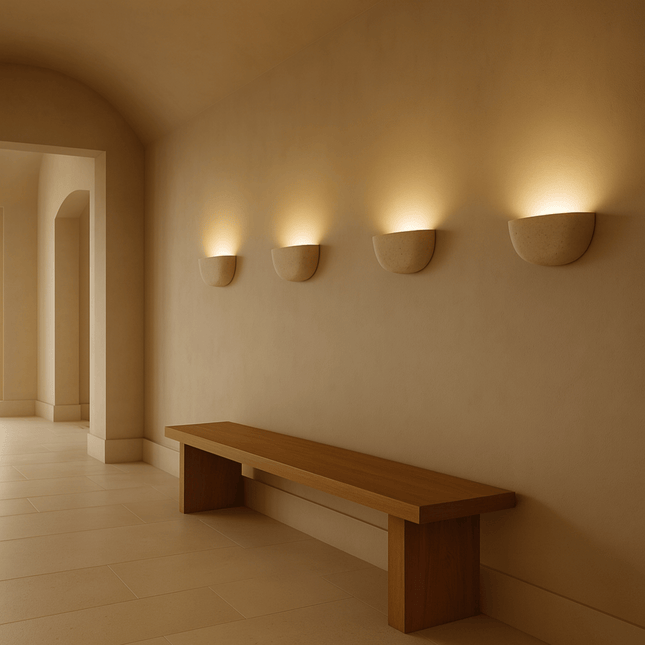 Minimalist | Wall Light Sconce with Textured Plaster Finish | Soft Ambient Illumination for Tranquil Spaces 0