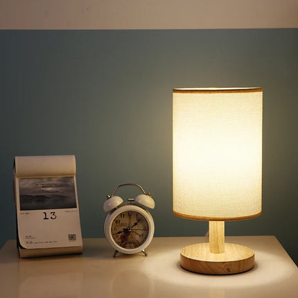 Dimmable Organic Glow Lamp with Remote Control | Natural Wood and Cloth Design for Adjustable Lighting