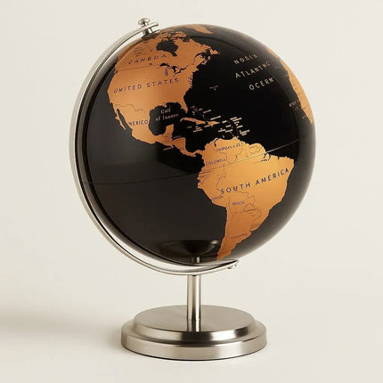 World Globe for Desk, World Map Globe with Metal Stand, Decorative Globe for Home Office Decor and Desk Accessories
