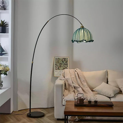 Modern Arc Floor Lamp with Fabric Shade & Black Metal Base | Elegant Lighting for Living Room 2