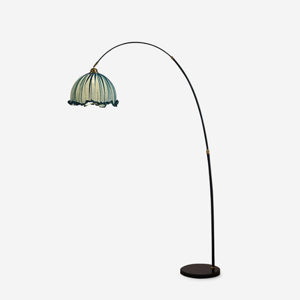 Modern Arc Floor Lamp with Fabric Shade & Black Metal Base | Elegant Lighting for Living Room 7