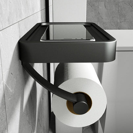 Modern Bathroom Organizer | Wall-Mounted Toilet Paper Holder with Shelf for Convenient Storage 1