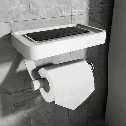 Modern Bathroom Organizer | Wall-Mounted Toilet Paper Holder with Shelf for Convenient Storage 3
