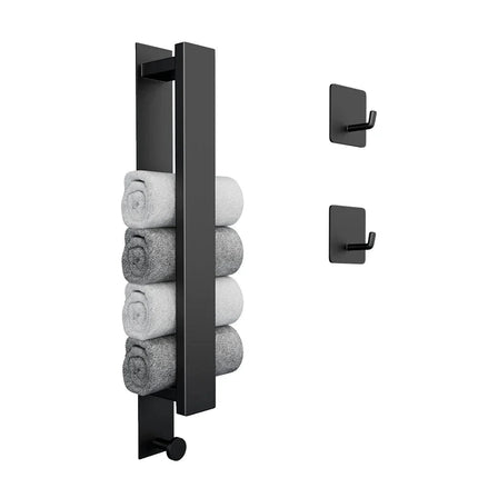 Modern Black Towel Rack with No-Drill Installation | Space-Saving Solution for Bathroom Organization 6