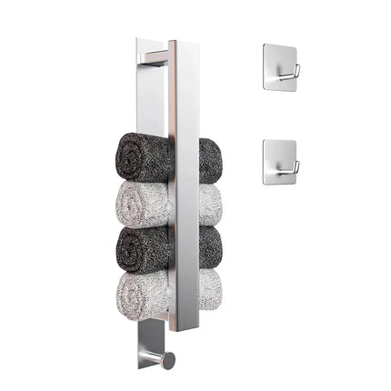 Modern Black Towel Rack with No-Drill Installation | Space-Saving Solution for Bathroom Organization 7