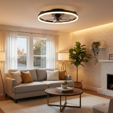 Modern Ceiling Fan with Dimmable LED Lights | Flush Mount Design for Efficient Air Circulation and Style 0