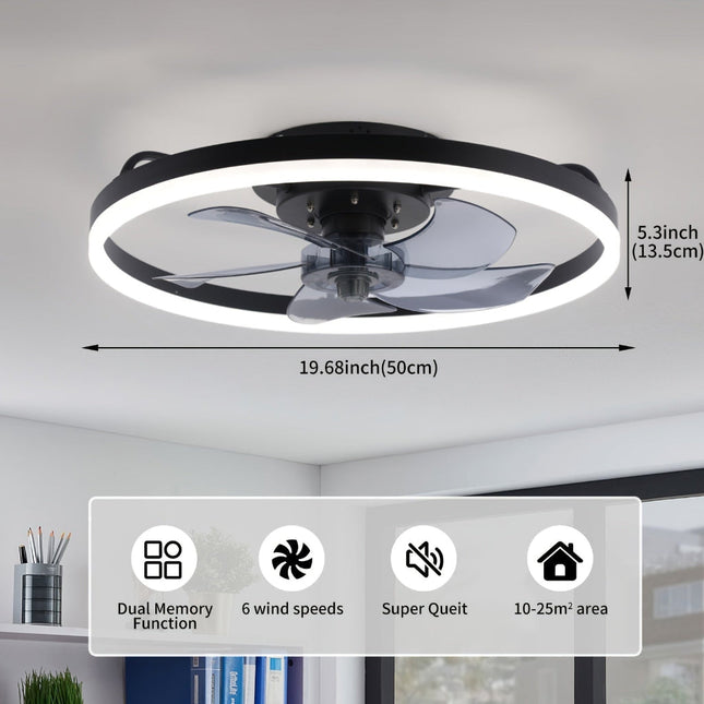 Modern Ceiling Fan with Dimmable LED Lights | Flush Mount Design for Efficient Air Circulation and Style 1