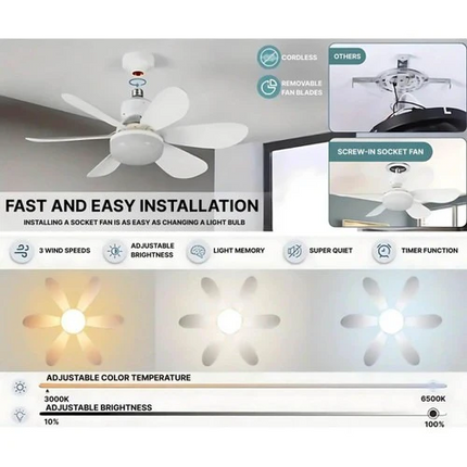 Modern Ceiling Fan with Integrated LED Light & Remote Control for Efficient Airflow 3