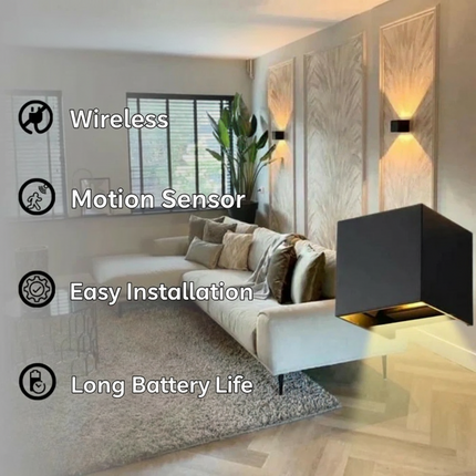 Modern Cube LED Wall Light with Motion Sensor & Rechargeable Battery | Smart Home Lighting Solution 2