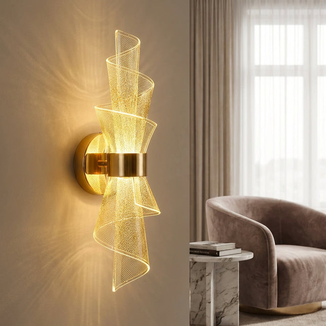 Modern Wall Sconce, Decorative Wall Lamp with Acrylic Diffuser, Gold LED Wall Light for Living Room, Hallway Lighting_00