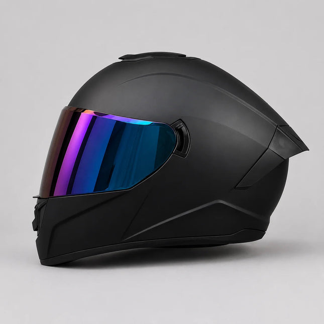 Modern Full-Face Motorcycle Helmet with Blue Mirrored Visor | Premium Comfort for Safe Riding 0