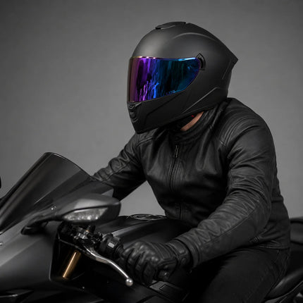 Modern Full-Face Motorcycle Helmet with Blue Mirrored Visor | Premium Comfort for Safe Riding 1