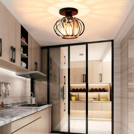 Modern Industrial | Flush Mount Ceiling Light with Glass Shade | Elegant Design for Stylish Illumination 4