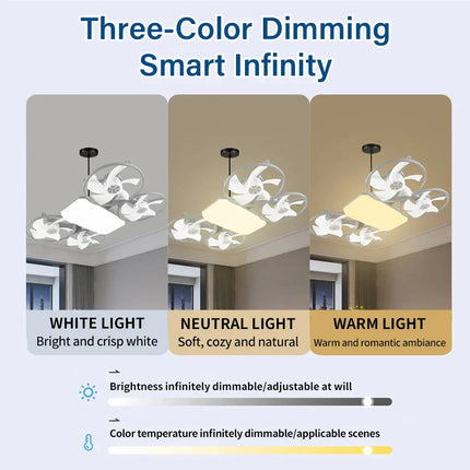 Modern LED Ceiling Fan | Flush Mount Design with Dimmable Light | Space-Saving Solution for Enhanced Comfort 2