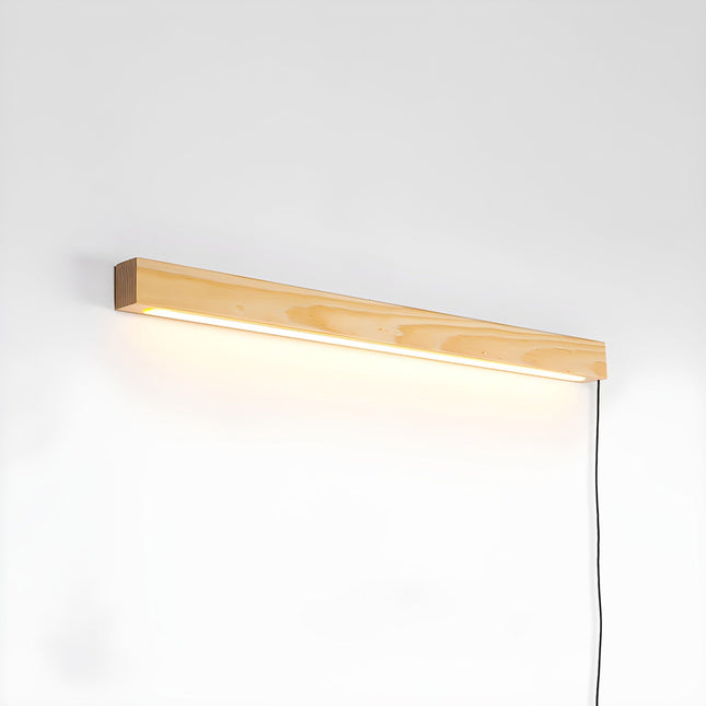 Modern Linear Wood LED Wall Light Fixture with Adjustable Height | Sleek Design for Contemporary Interiors 0
